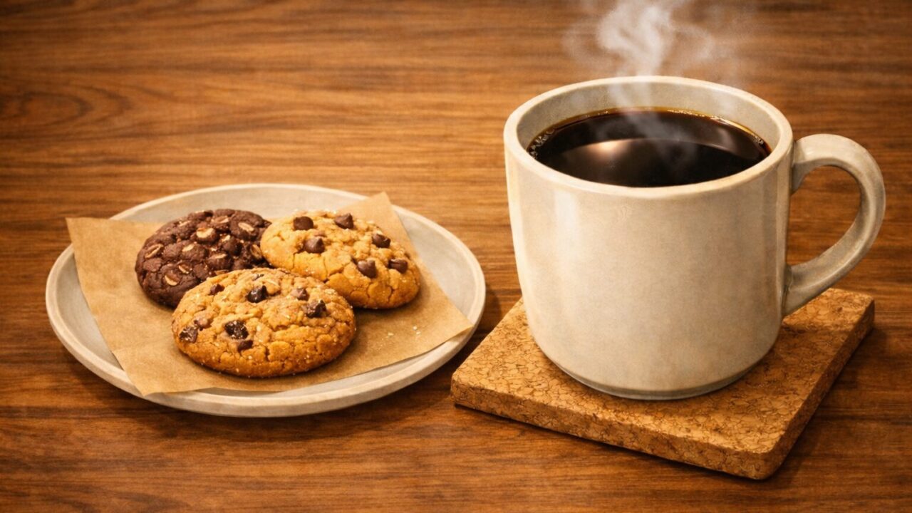 チョコレートクッキーとコーヒー